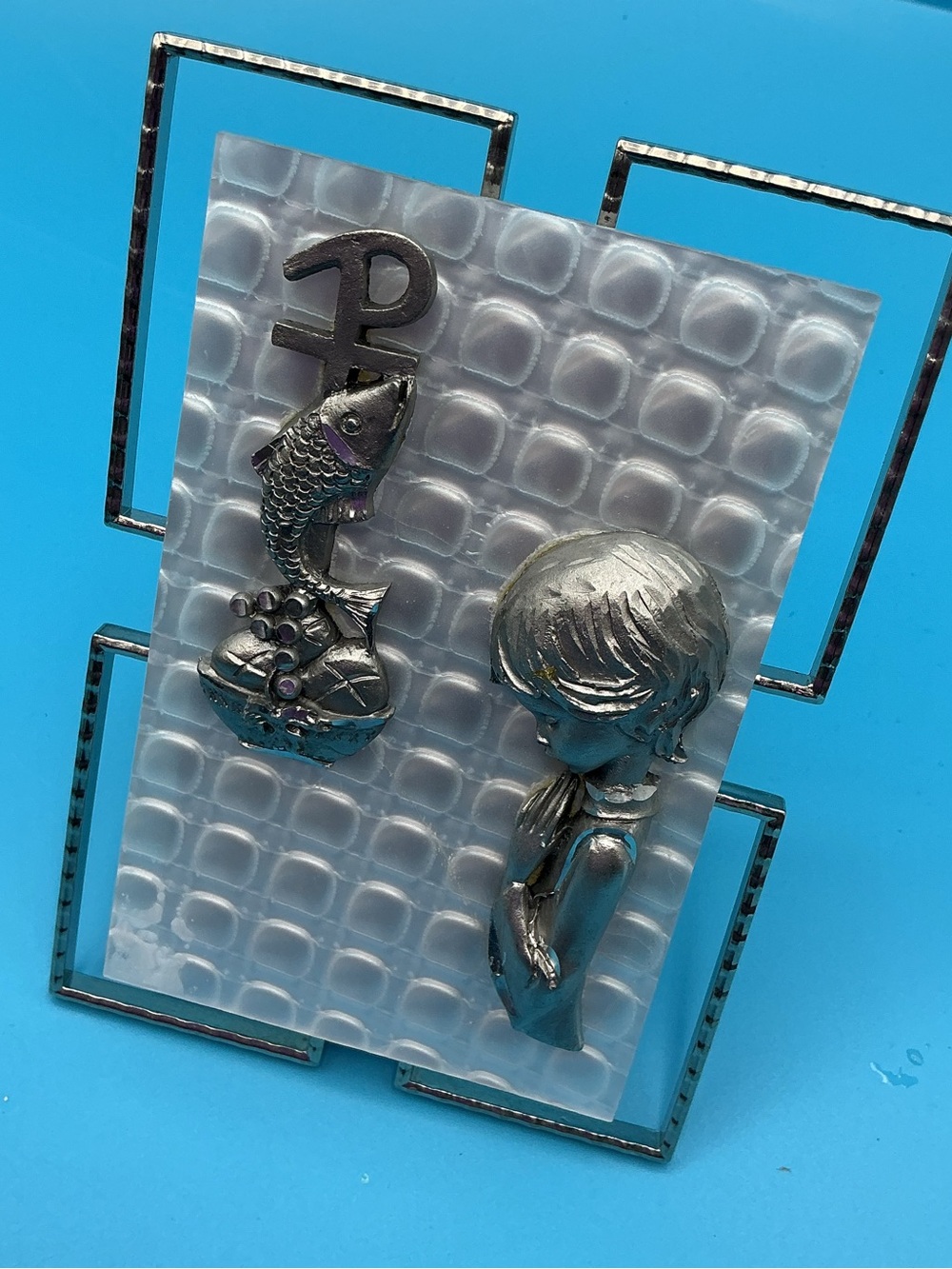 A.L Italy Made Fish & Girl Decorative Aquarium Ornament - Pewter